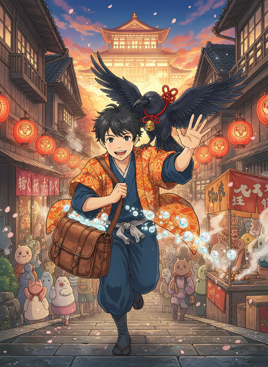 八百万の街の「忘れ物」配達員 蓮（れん）と相棒の墨丸 - AI Character Card