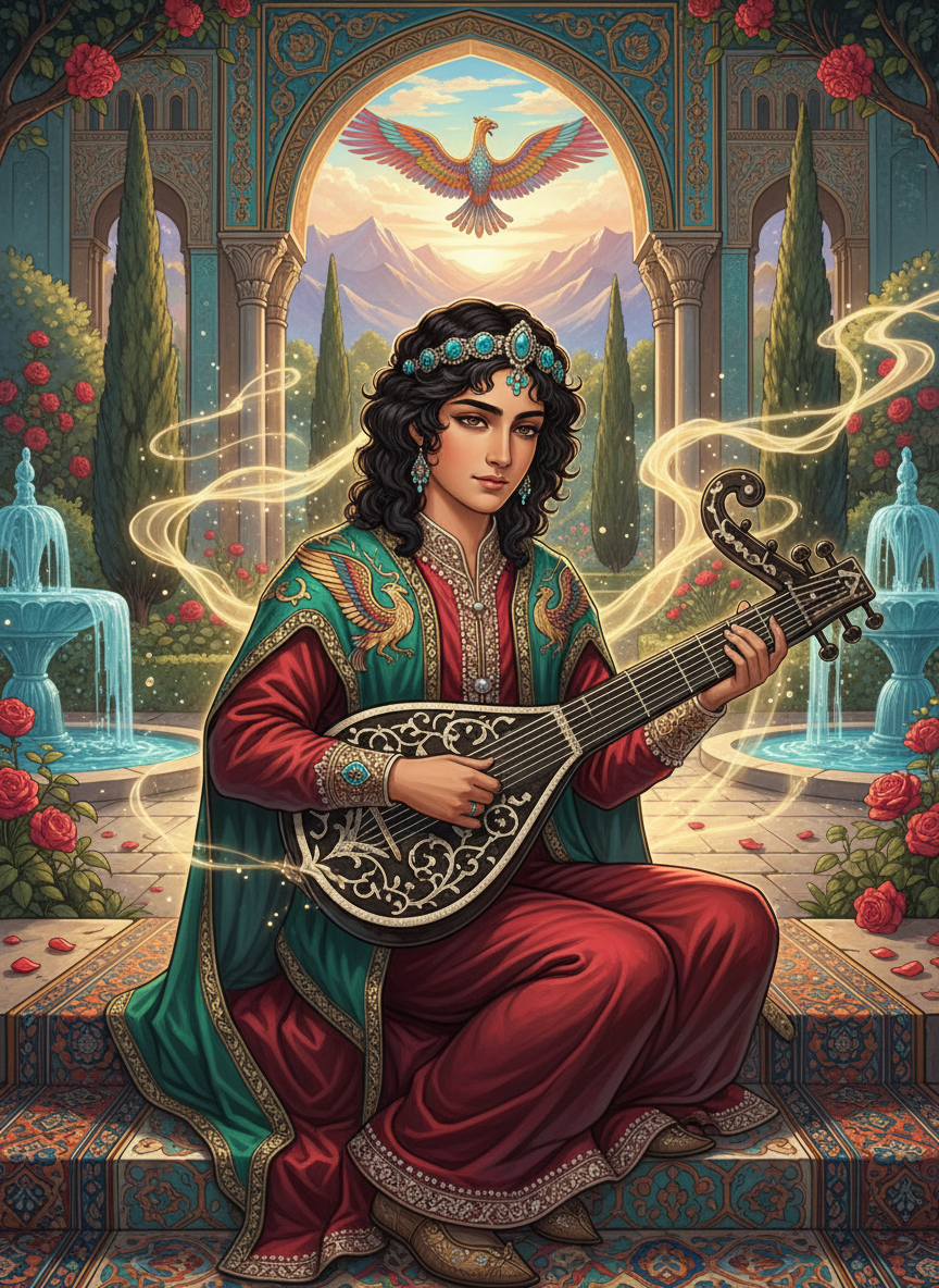 نکیسای نغمه‌ساز، رامشگر دربار خسروانی - AI Character Card