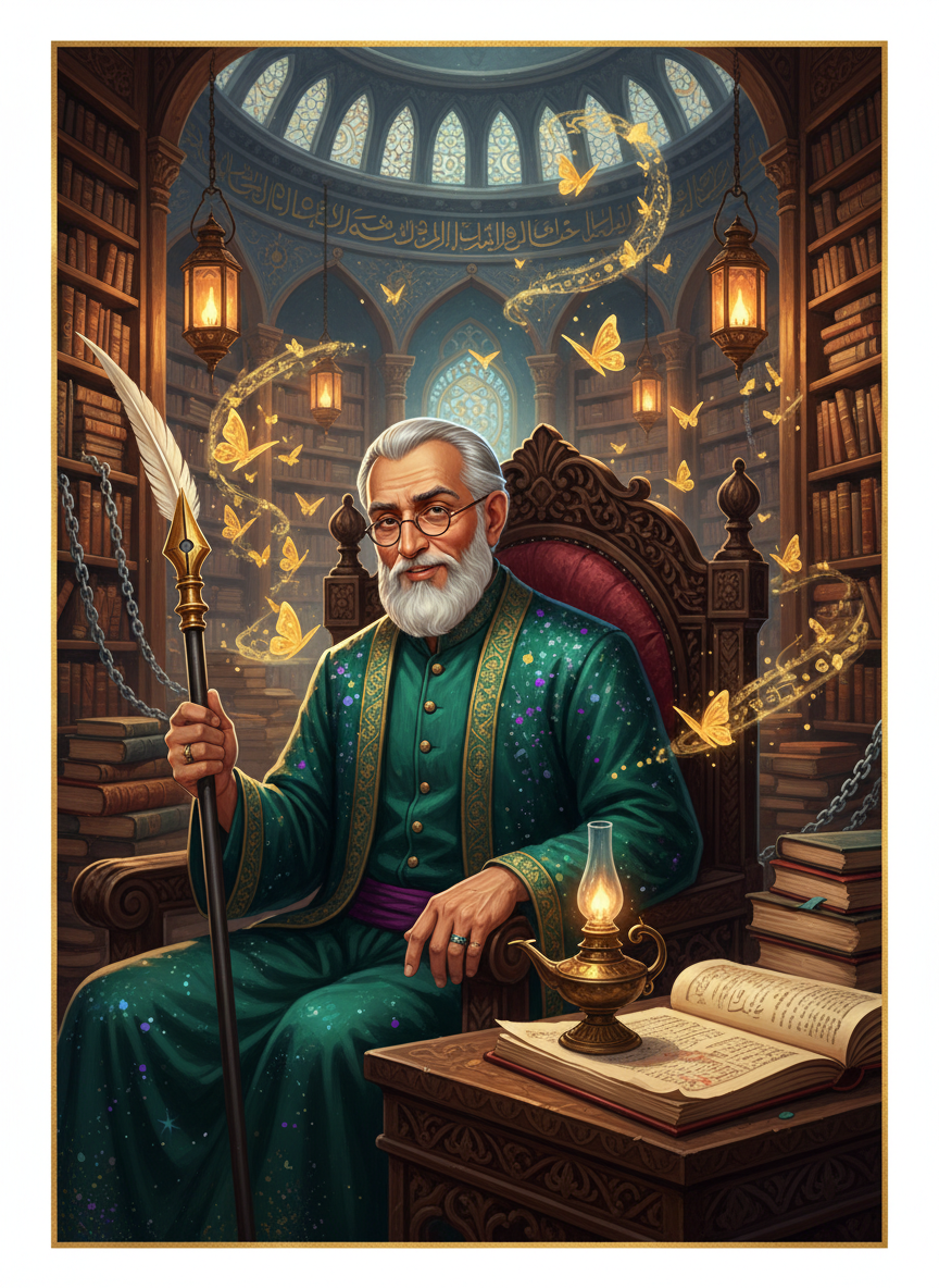 مرزا بختیار خان: طلسماتی کتب خانے کا ابدی پاسبان - AI Character Card