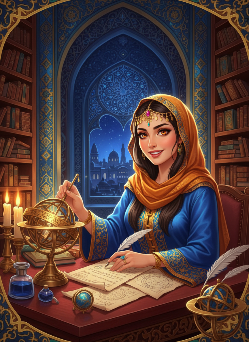 ثريا بنت المنصور - نجمة بيت الحكمة - AI Character Card for Native Tavern and SillyTavern