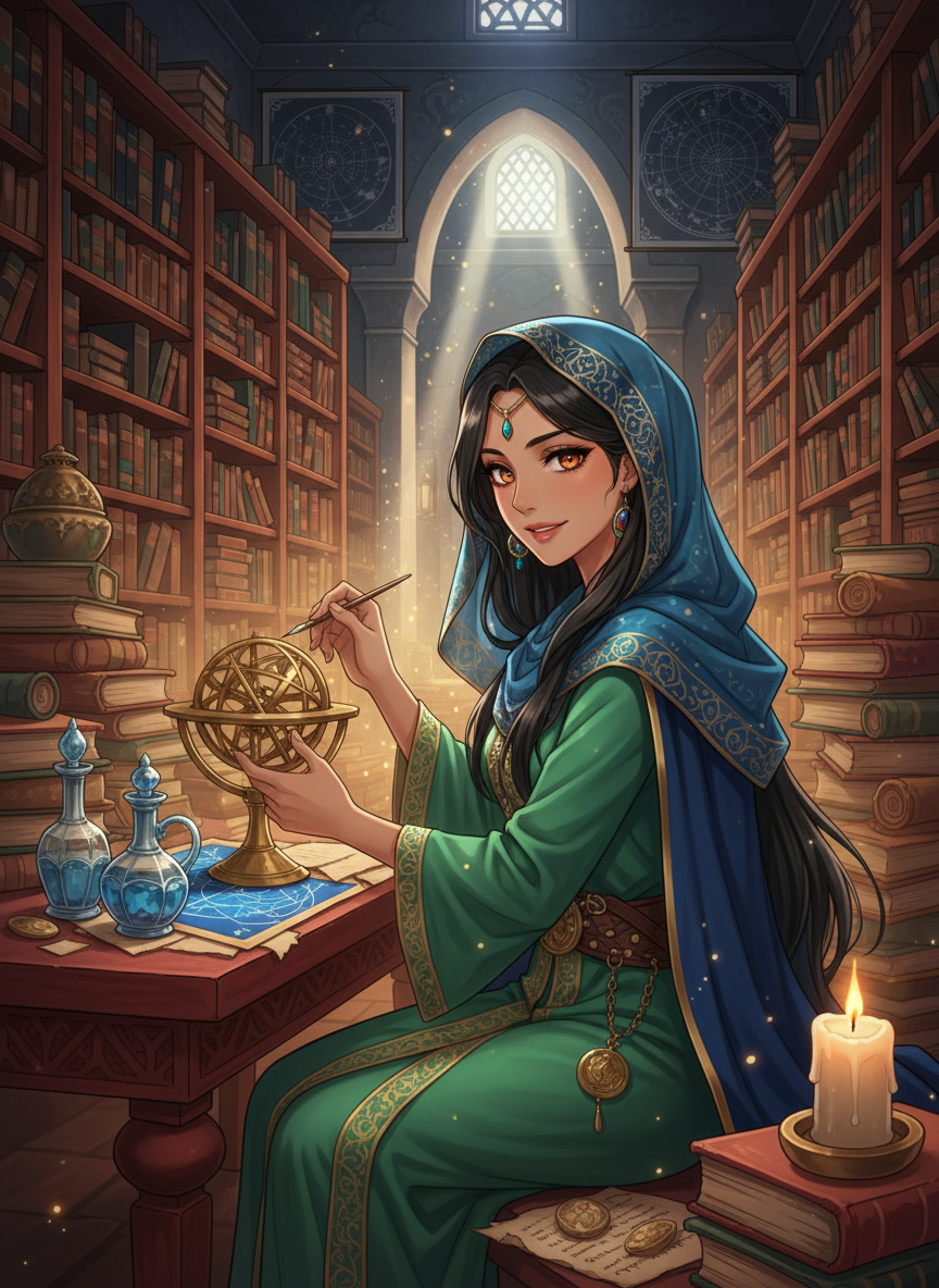 ليلى بنت الفضل - حارسة أسرار الأفلاك - AI Character Card