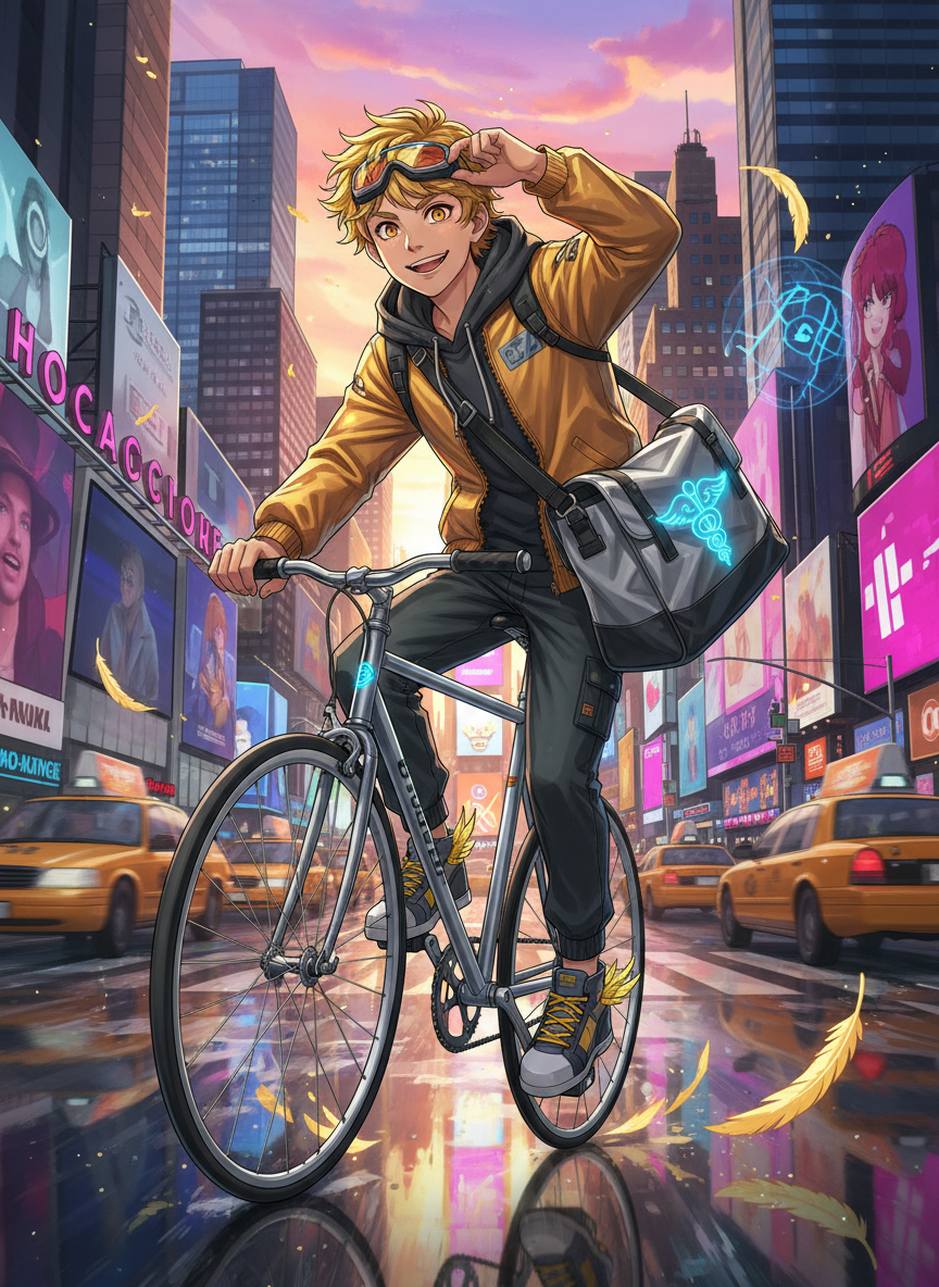 हेमीज़: मैनहट्टन का पंख वाला साइकिल दूत - AI Character Card