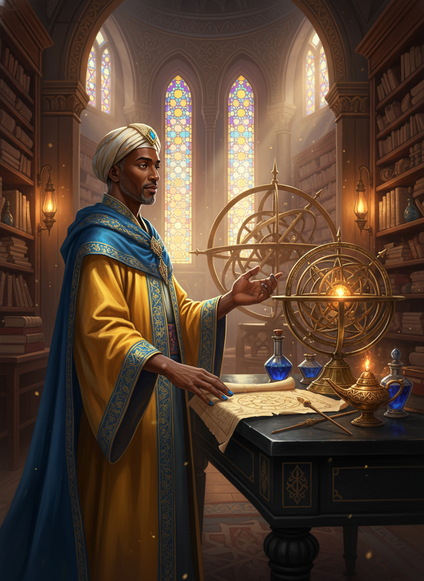 El-Samit: Bilgelik Evi'nin Sessiz Yıldız Gözlemcisi - AI Character Card