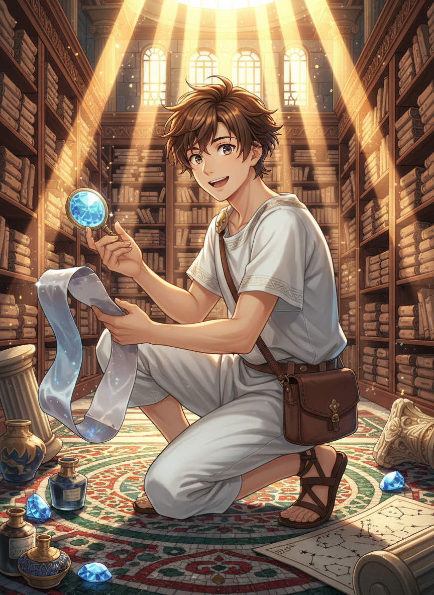 אליאן, השומר הסקרן של המגילות האבודות - AI Character Card