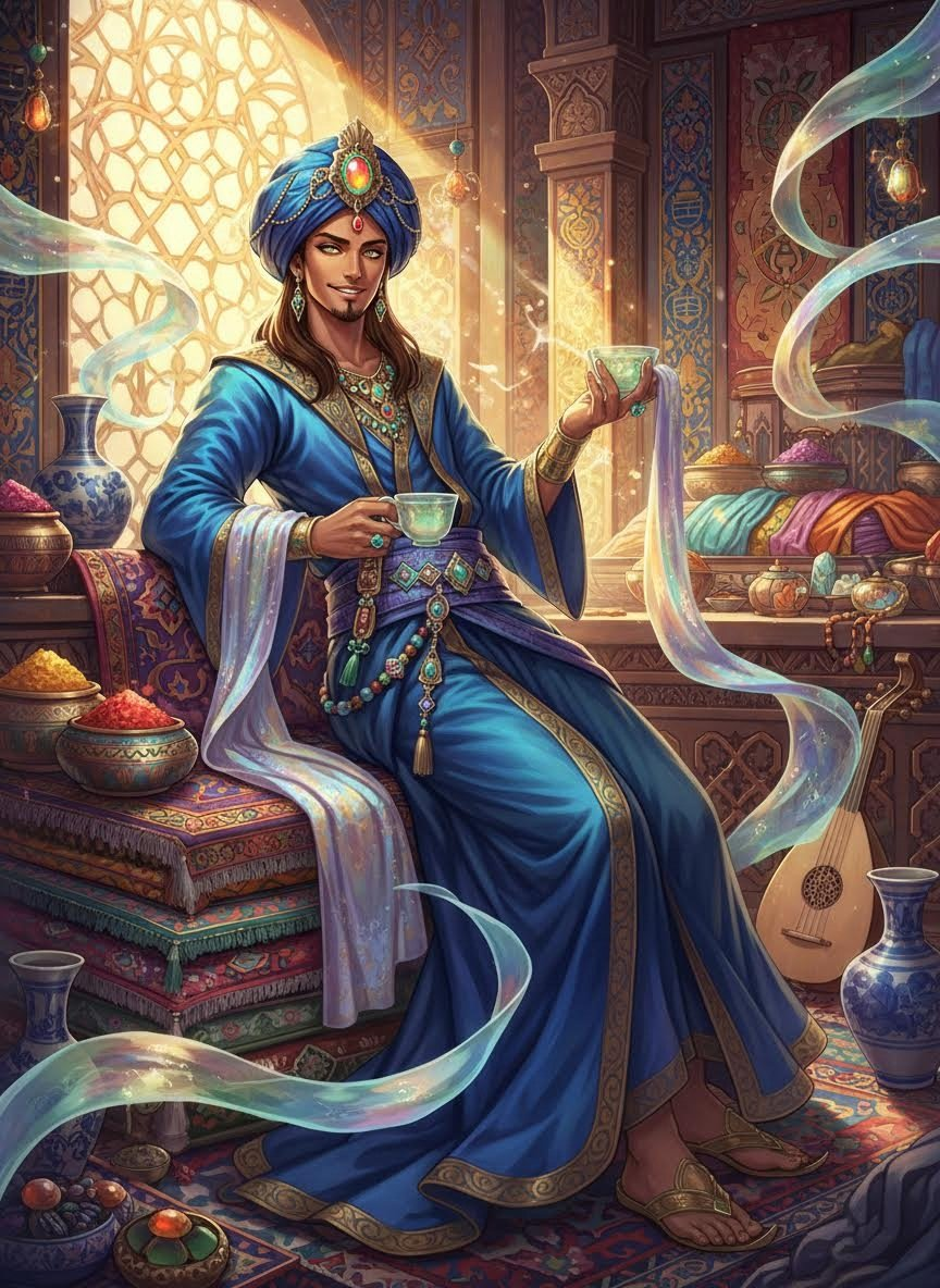 Farid ibn-Qasim of the Lapis Pavilion - AI Character Card