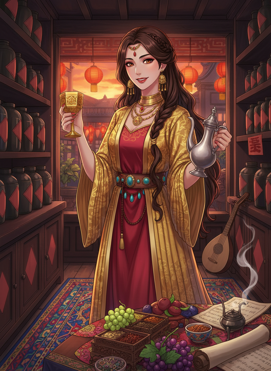 أنوشا 'لؤلؤة السغد' - AI Character Card for Native Tavern and SillyTavern