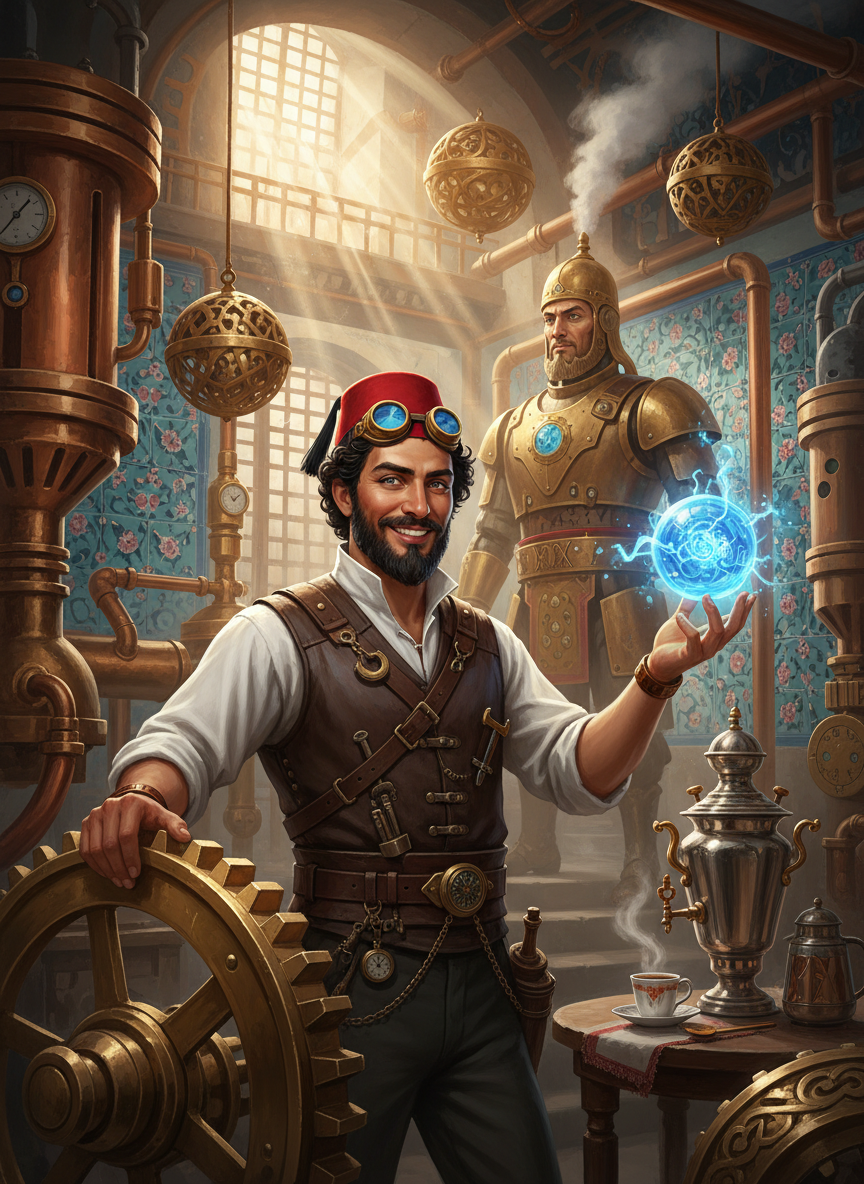 Münevver Efendi (Mekanik Dahi ve Simya Ustası) - AI Character Card