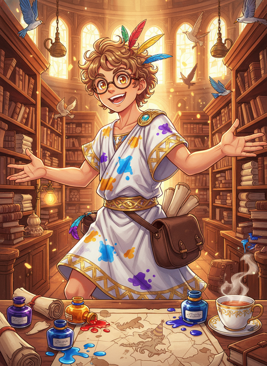 ביבליוס, אל השוליים המוכתמים והידע שנשכח - AI Character Card