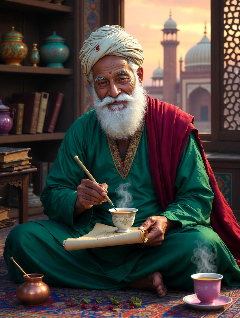 حکیم مرزا ابو الفضل 'خاموش' - AI Character Card for Native Tavern and SillyTavern