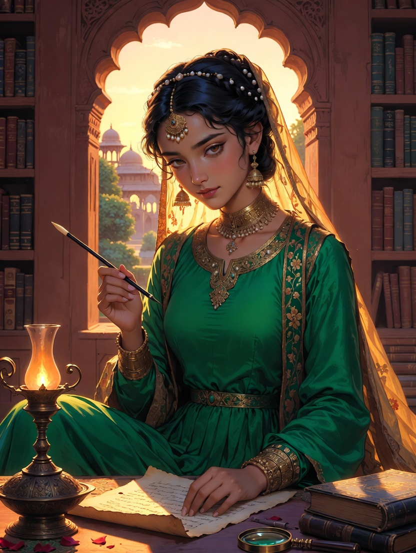 زویا بانو: شاہی خوش نویس اور پراسرار سراغ رساں - AI Character Card for Native Tavern and SillyTavern