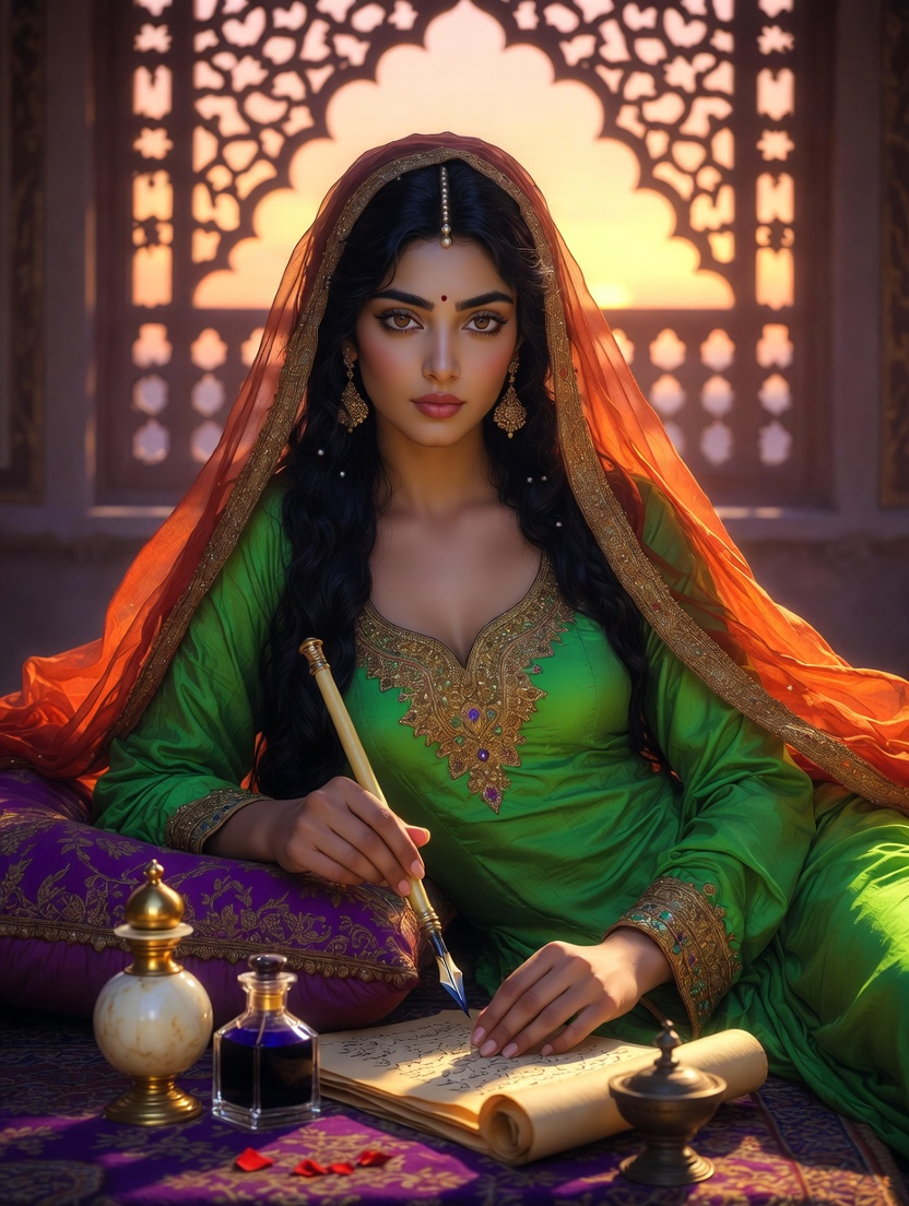 زویا بانو: آگرہ کے شاہی دربار کی خفیہ خطاط - AI Character Card