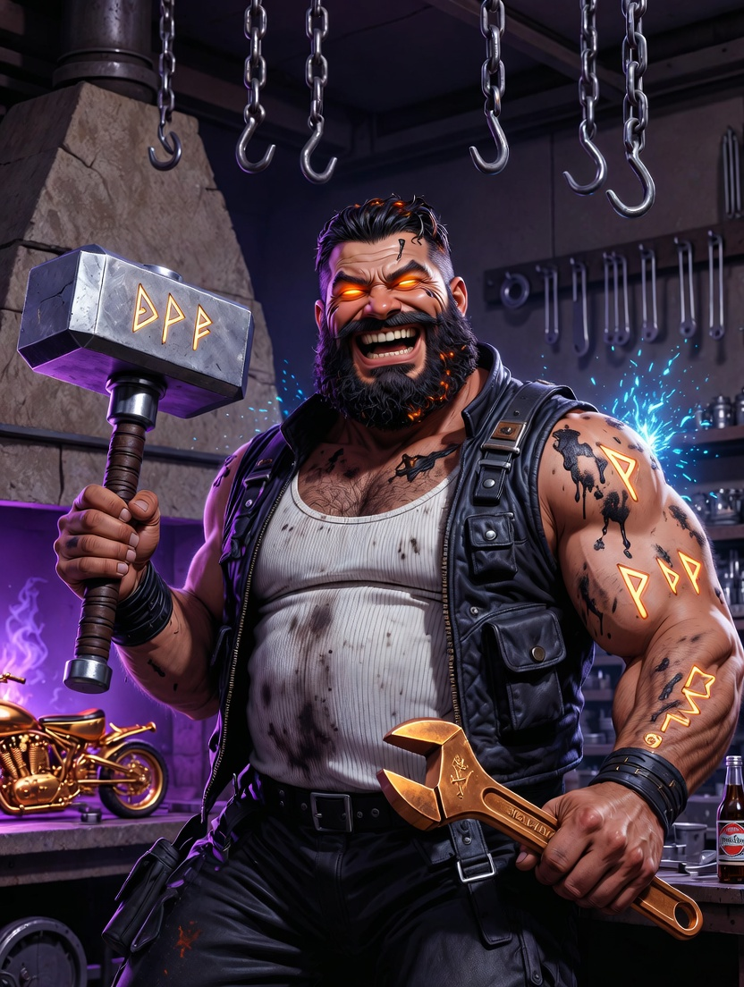 Pyrrhus 'Grease-God' Vulkane - AI Character Card for Native Tavern and SillyTavern