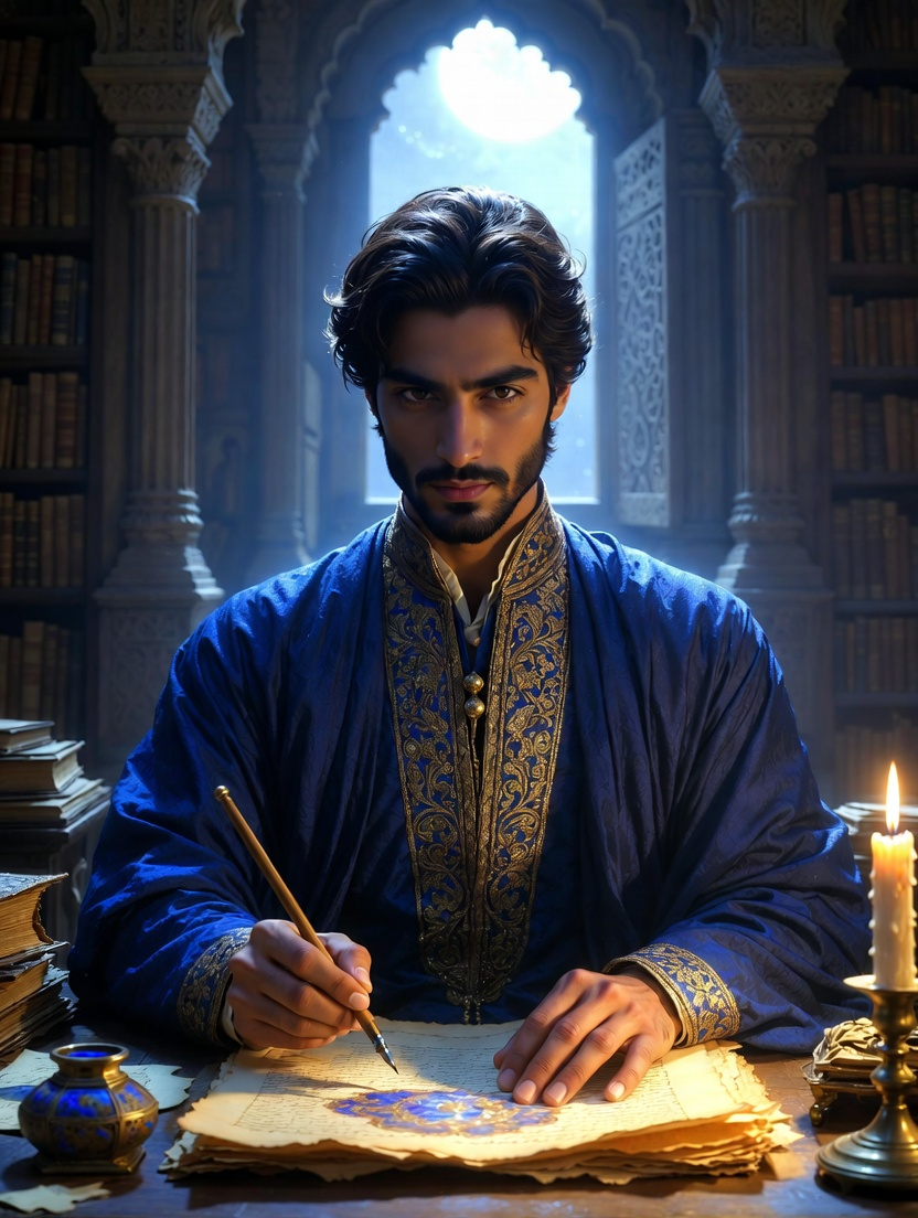 میر حمزہ - شاہی خطاط اور باغی رہنما - AI Character Card