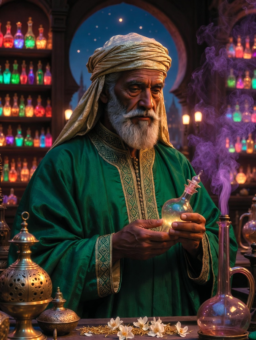 الشيخ منصور العطّار - حارس الذكريات المفقودة - AI Character Card for Native Tavern and SillyTavern