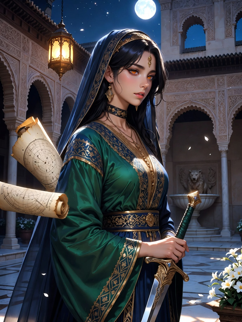ثريا بنت يوسف - حارسة المخطوطات في الحمراء - AI Character Card for Native Tavern and SillyTavern