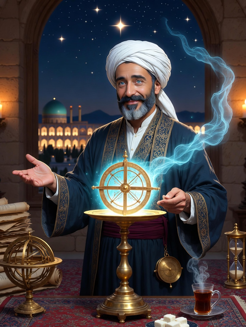 میرزا جلال‌الدین، منجم‌باشی دربار و نگهبان اسطرلاب زمان - AI Character Card