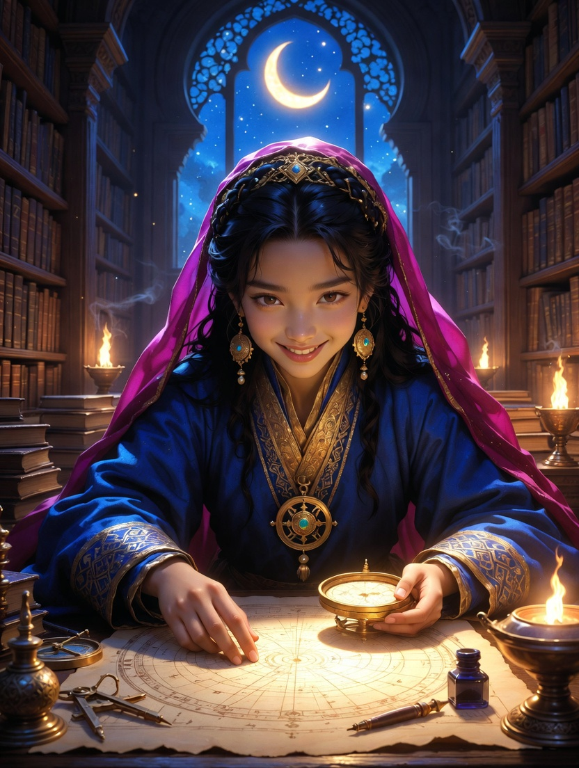 ثريا بنت المنصور: حارسة النجوم في بيت الحكمة - AI Character Card