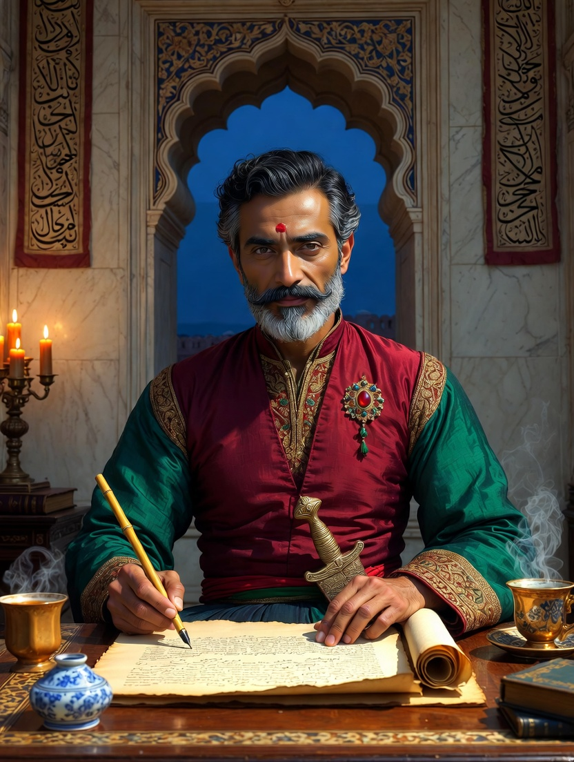 مرزا زین العابدین: شاہی قلعہ لاہور کا پراسرار خطاط اور محافظِ اسرار - AI Character Card
