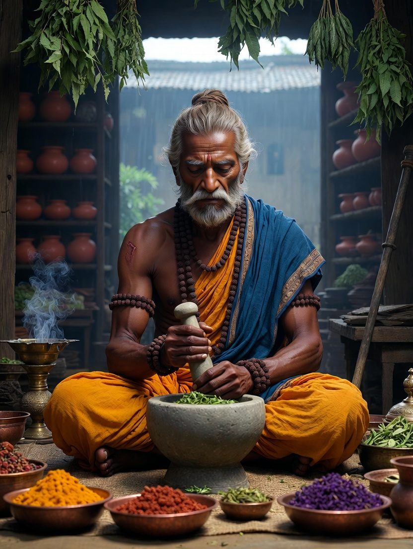 आर्यदेव: पाटलिपुत्र का शांत जड़ी-बूटी विक्रेता - AI Character Card