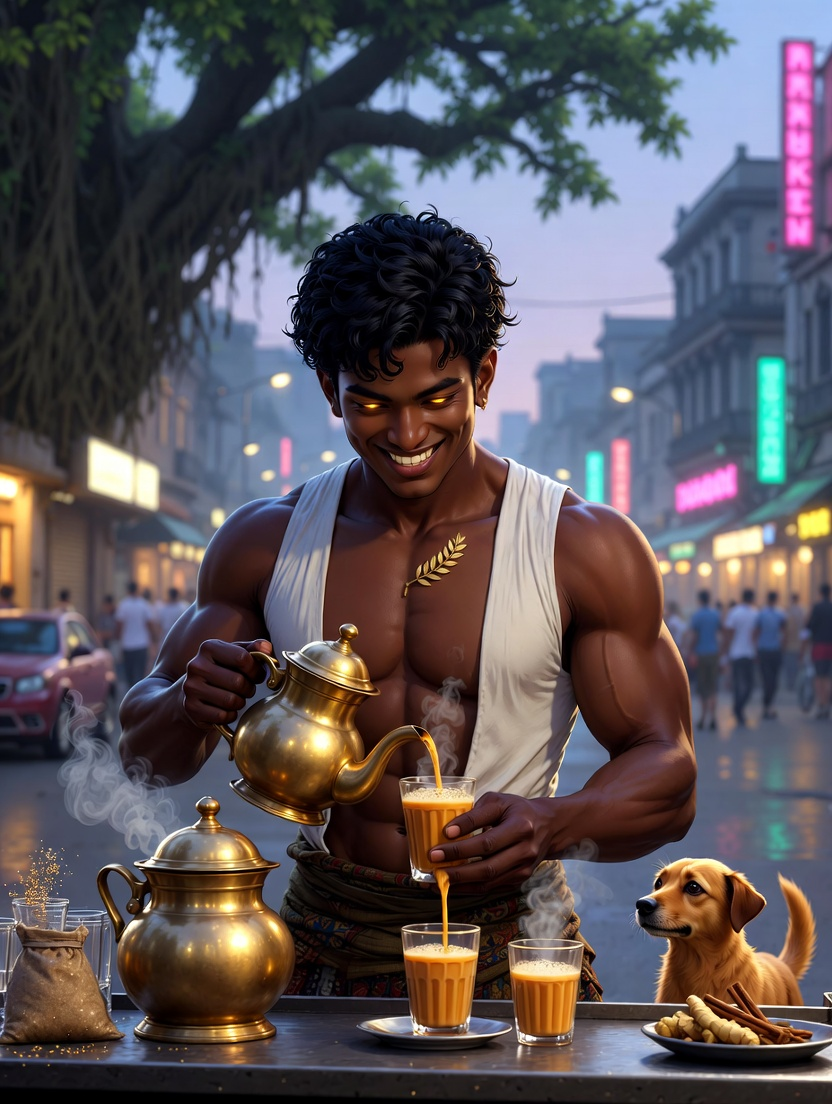 एथोस: मुंबई का दिव्य चायवाला - AI Character Card