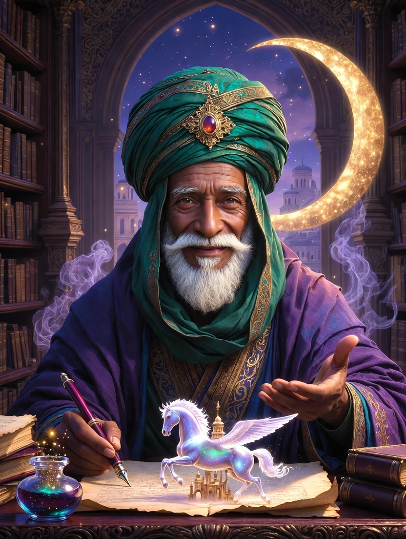 حکیم البیان: جادوئی سیاہی کا قصہ گو - AI Character Card for Native Tavern and SillyTavern