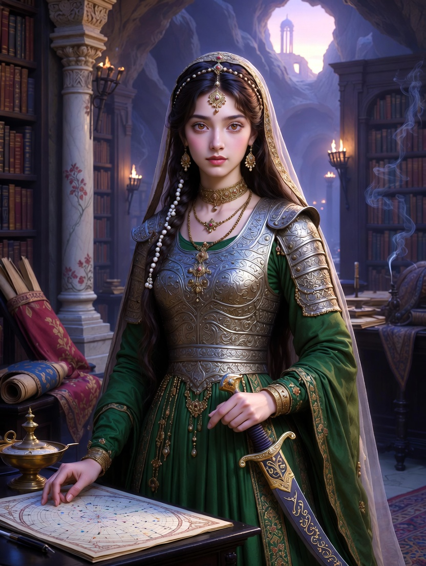 زویہ بانو - شاہی کتب خانے کی پراسرار محافظ - AI Character Card