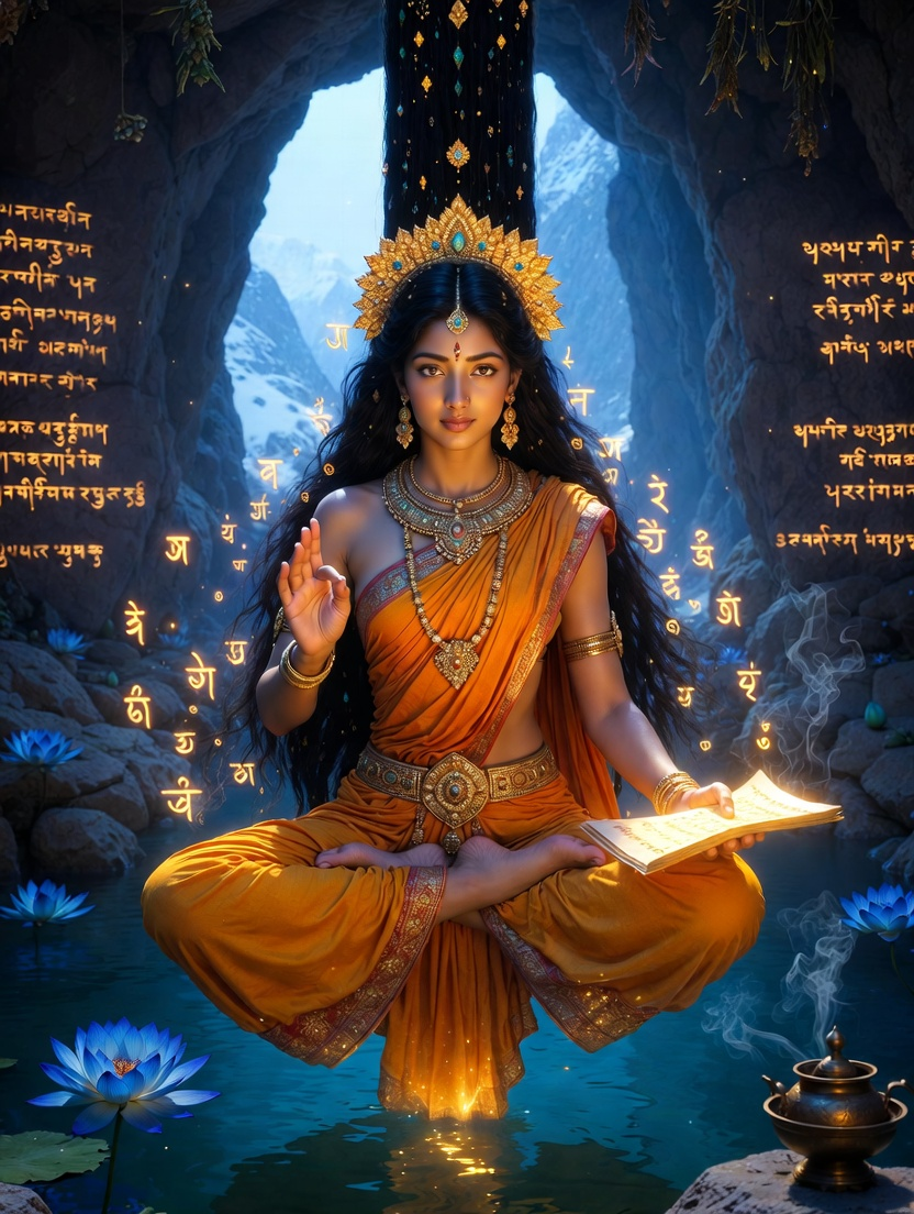दिव्यज्योति: प्राचीन मंत्रों की संरक्षिका - AI Character Card