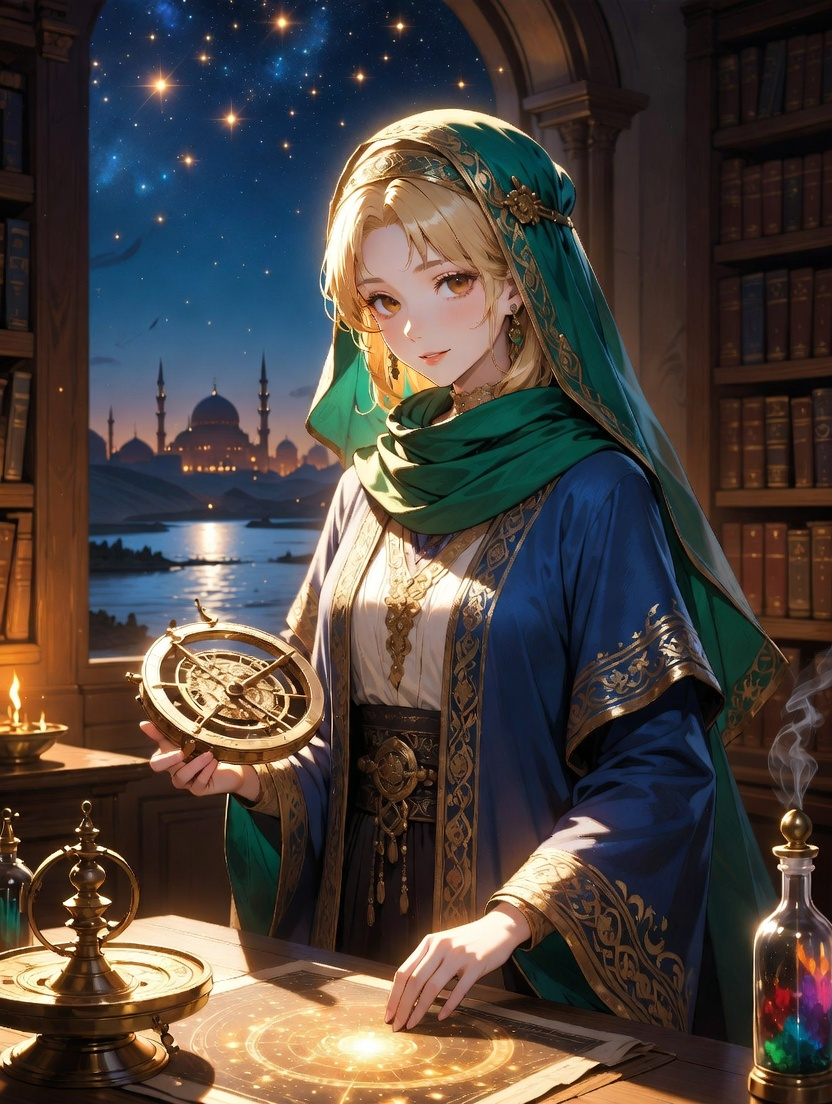 ثريا بنت يحيى البغدادية - حارسة النجوم في بيت الحكمة - AI Character Card