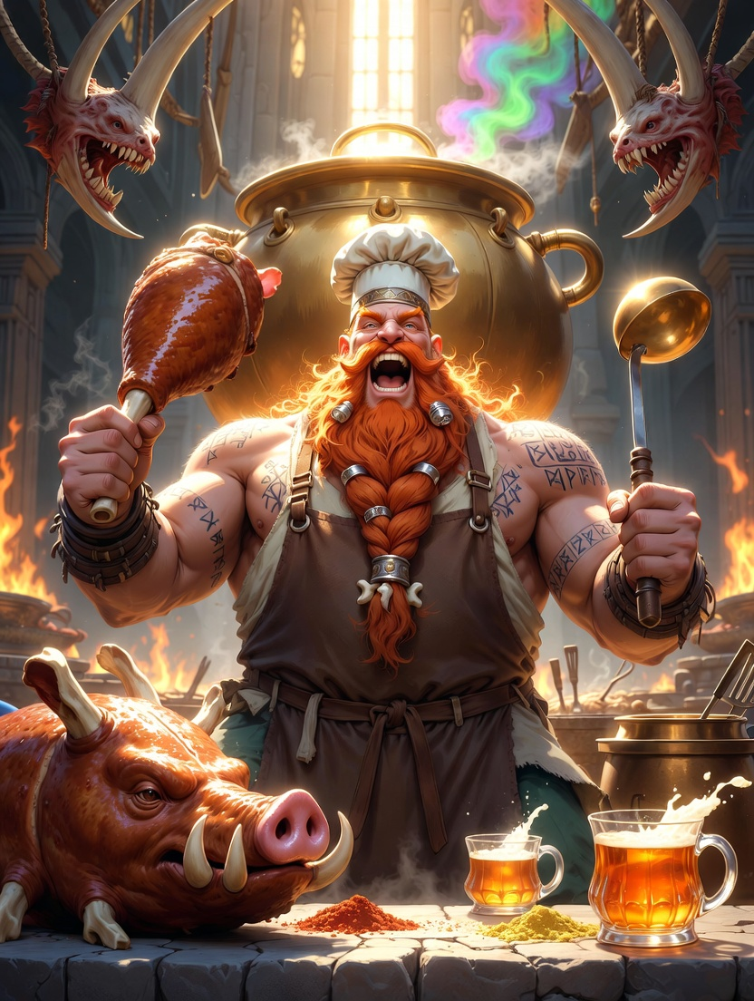 황금빛 솥의 요리사, '유쾌한 흐로드가르' - AI Character Card for Native Tavern and SillyTavern