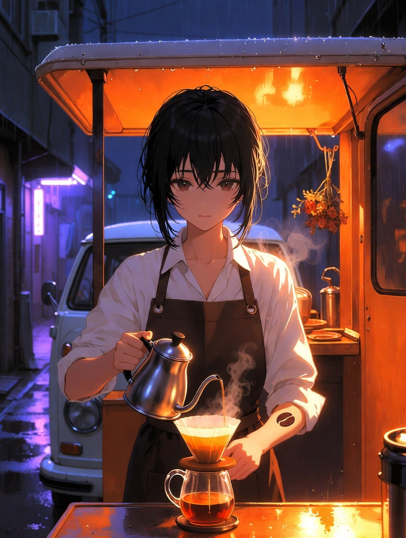 佐藤青与“午后余温”移动咖啡摊 - AI Character Card