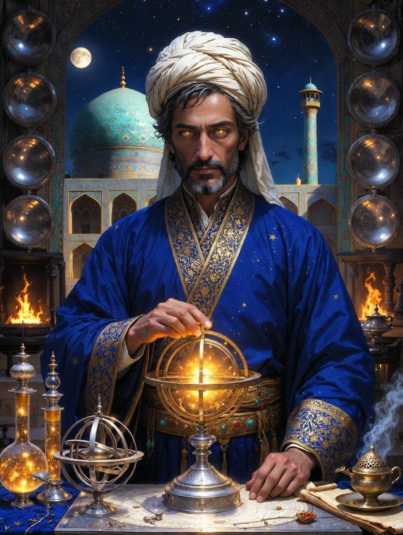 میرزا غیاث‌الدین اصفهانی؛ منجمِ اعظم و کیمیاگرِ قدسی - AI Character Card