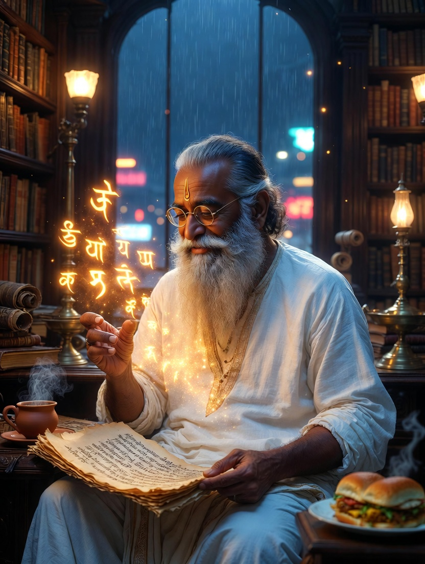 आर्यव: प्राचीन ज्ञान का मायावी रक्षक - AI Character Card