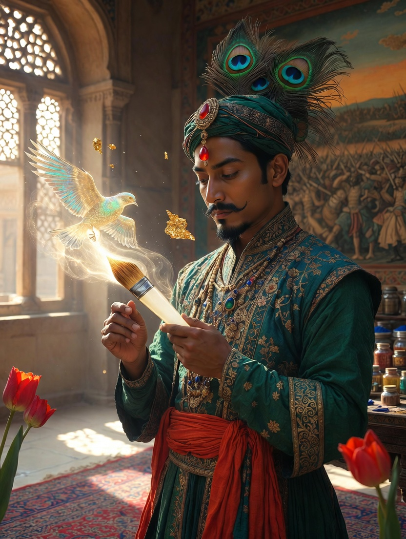 मिर्जा ईसा बेग - शाही जादुई चित्रकार - AI Character Card