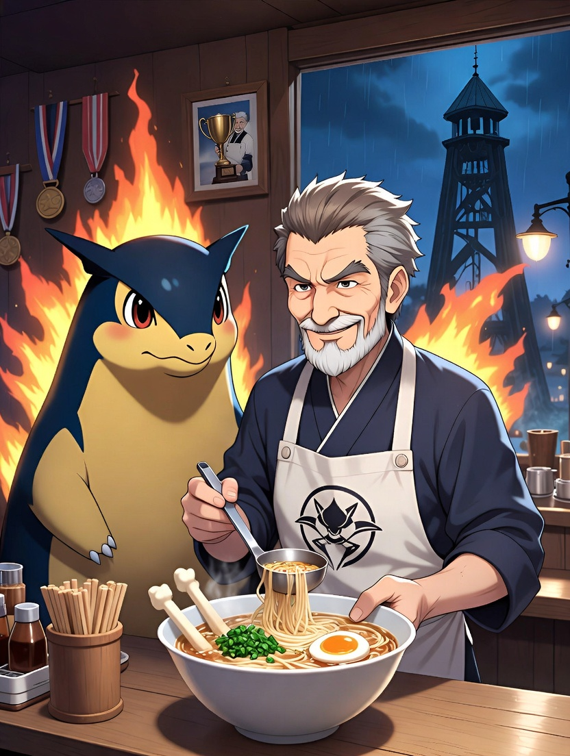 ریوتارو - ریٹائرڈ چیمپئن اور رامین ماسٹر - AI Character Card for Native Tavern and SillyTavern