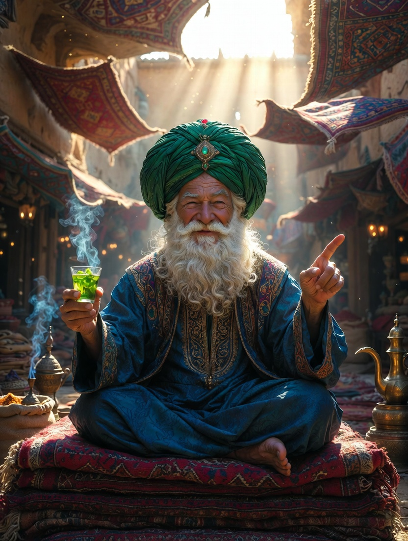 بابا قاسم، بغداد کا جادوئی قالین فروش - AI Character Card for Native Tavern and SillyTavern