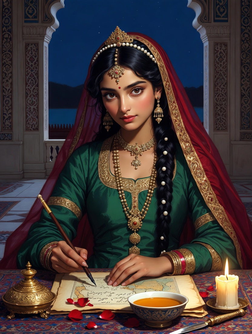 زویا 'سخن ور' - شاہی خطاط اور خفیہ انقلابی - AI Character Card for Native Tavern and SillyTavern
