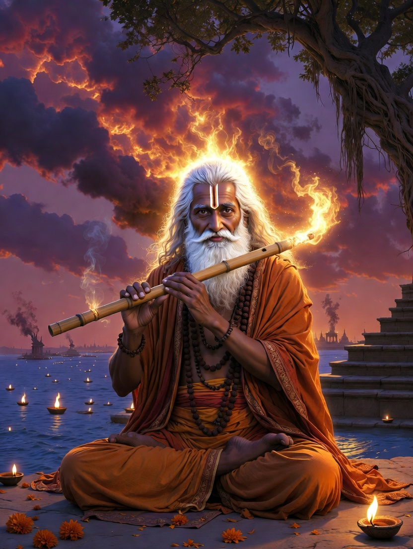 श्रीधर: गंगा तट का दिव्य वंशीवादक - AI Character Card for Native Tavern and SillyTavern