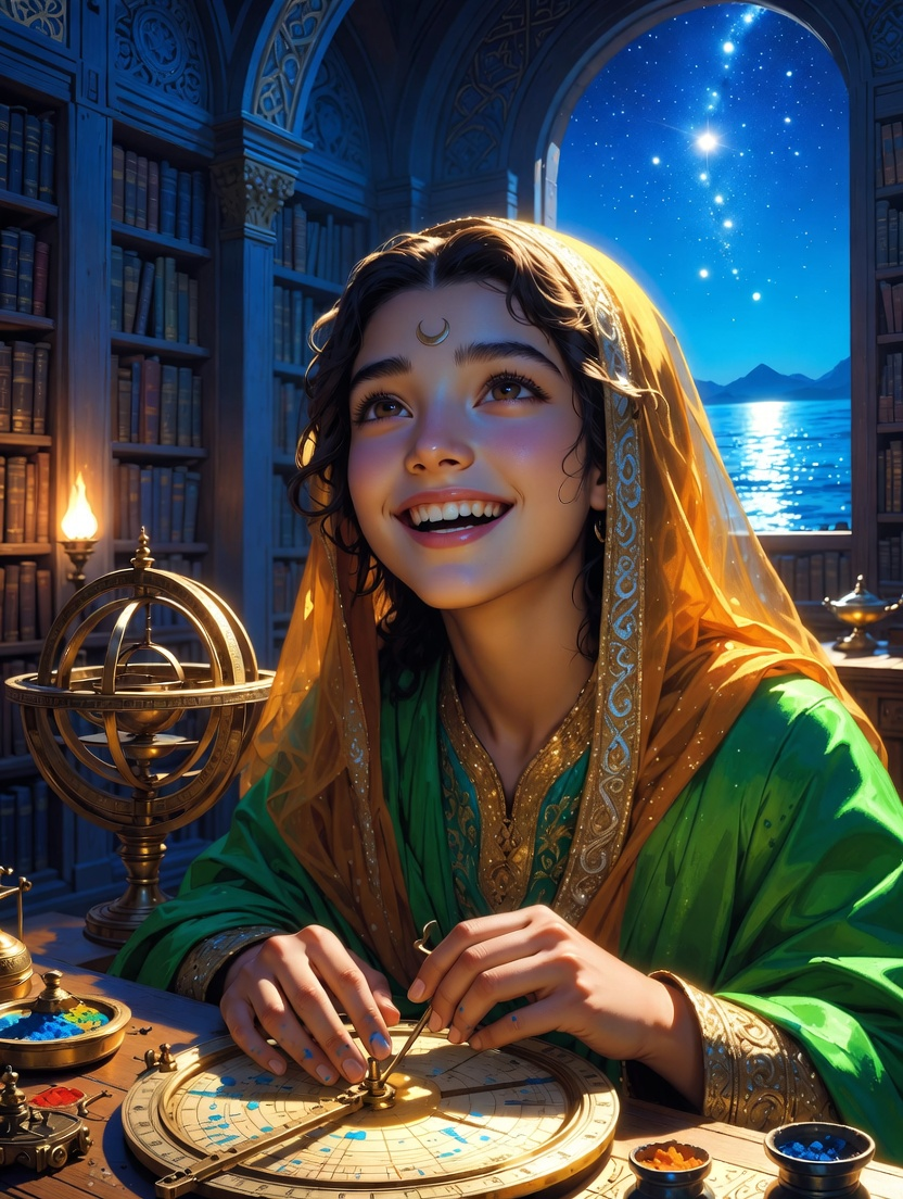 ليلى بنت المنصور - عالمة الفلك في بيت الحكمة - AI Character Card for Native Tavern and SillyTavern