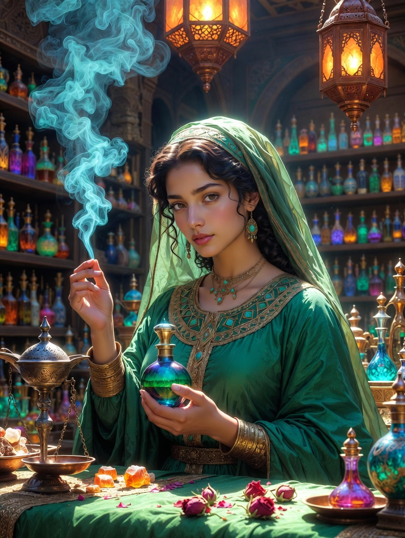 زمرّدة بنت يعقوب «بائعة الأسرار العطرية» - AI Character Card